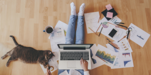 Lady and Cat with Computer