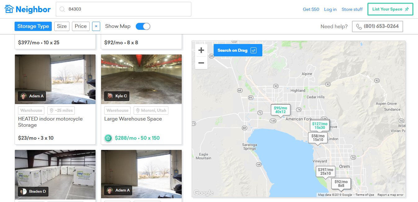 Neighbor Warehouse Listings Screenshot